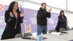 El exl�der de Podemos, Pablo Iglesias, en la inauguraci�n de la fiesta de primera, acto de precampa�a de la formaci�n morada en Zaragoza