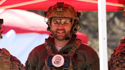 El vicepresidente de Estados Unidos, JD Vance, durante una visita a una base de los marines en Quantico, Virginia