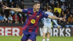 Robert Lewandowski, celebrando uno de sus goles en Balados.