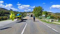 El helicptero aterriz en la LU-633 para evacuar a la peregrina accidentada