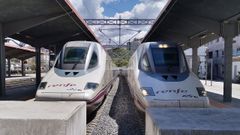 Dos trenes AVE en la estacin de Ourense.