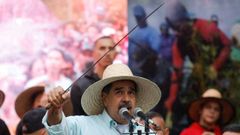 El presidente venezolano, Nicol�s Maduro, durante un acto ante seguidores en Caracas