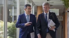El conselleiro de Educaci�n, Rom�n Rodr�guez, y el presidente de la Xunta, Alfonso Rueda, este lunes tras el Consello de la Xunta