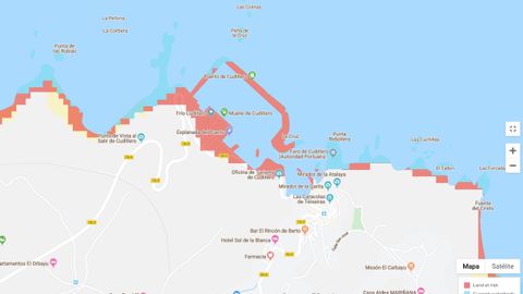 Superficie afectada en Cudillero, con la zona del puerto como la ms destacada