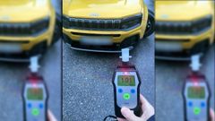 Imagen de archivo del alcohol�metro de la Polic�a Local de Vilagarc�a en un positivo anterior