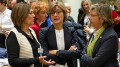 La consejera de Agricultura y Ganader�a de Castilla y Le�n, Milagros Marcos (i), la ministra de Agricultura Pesca y Medio Ambiente Isabel Garc�a Tejerina (c), y la conselleira de Pesca, Rosa Quintana 