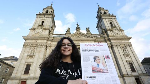 Carla Daz, con la primera del 4 de enero del 2010 ante la catedral de Lugo