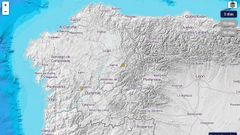 Captura de la pgina web del Instituto Geogrfico Nacional con los epicentros de los tres sesmos marcados en el mapa