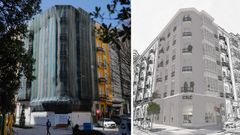 A la izquierda, la fachada en la actualidad y, a la derecha, un esbozo de la promoci�n en curso