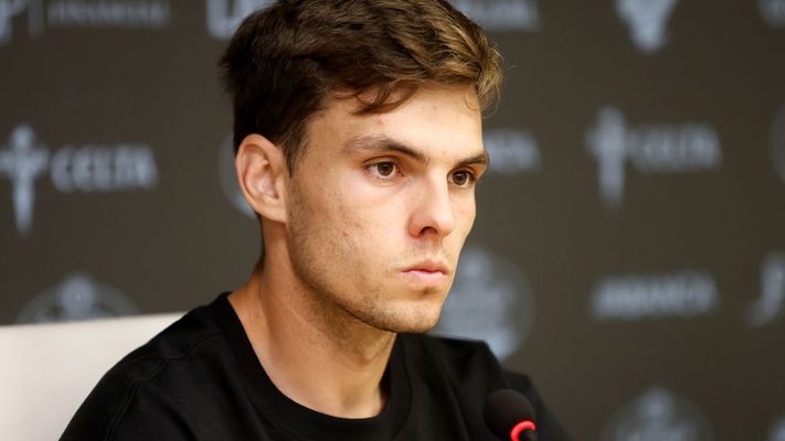 Aleix Febas, en su primera comparecencia como futbolista del Celta.