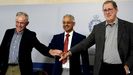 Los qu�micos brit�nicos David Klenermanen (i) y Shankar Balasubramanian (c) y el biof�sico franc�s Pascal Mayer (d), distinguidos con el Premio Princesa de Asturias de Investigaci�n Cient�fica y T�cnica