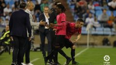 Richard Boateng tras ser cambiado en el Zaragoza-Alcorc�n