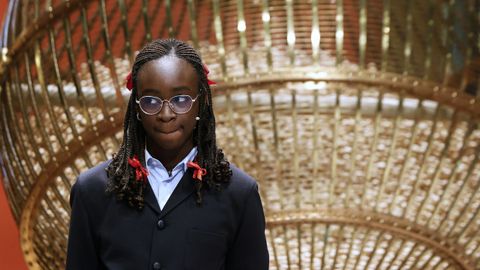 - La estudiante de San Ildefonso Elisabeth Obarisiagbon Iyamu durante el sorteo de El Gordo