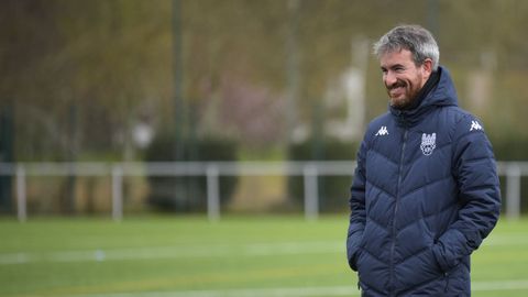 Rub�n Dom�nguez durante un entrenamiento en A Xunqueira