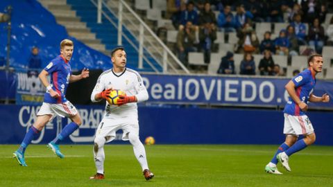 Alfonso Herrero Real Oviedo Numancia Carlos Tartiere Horizontal.Alfonso, durante el encuentro frente al Numancia