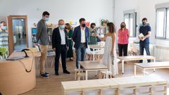 El conselleiro de Cultura, Rom�n Rodr�guez, visitando hoy un colegio en Santiago.
