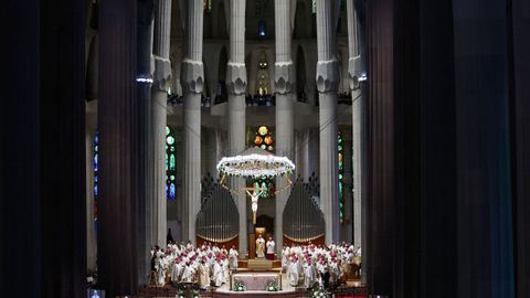 La celebraci�n de la misa en la Sagrada Familia.