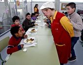 Comedor escolar del centro Marcos da Portela, de Monte Porreiro, el pasado marzo.