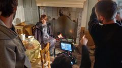 Detalle de la filmaci�n de una escena de �Maquis� protagonizada por la actriz ourensana Zaida Alonso