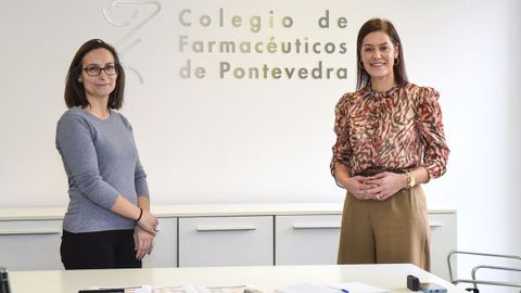 Bibiana Guisado y Beatriz Garca, este martes, en el Colegio de Farmacuticos de Pontevedra
