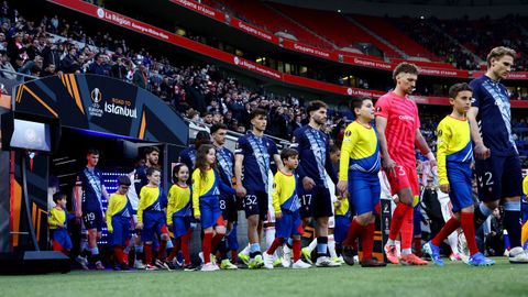 El Celta, en el momento de saltar al campo.