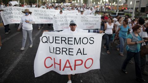 Manifestaci�n a favor del Chapo Guzm�n en febrero del a�o pasado