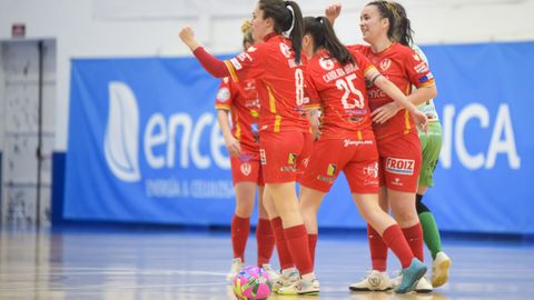 Las jugadoras del Poio Pescamar celebran un gol en un partido reciente