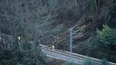 Ferrocarril cortando entre Os Peares e Monforte