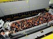 Inmigrantes rescatados por el �San Giorgio� el pasado mes de marzo. 