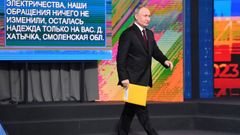 El presidente de Rusia, Vladimir Putin, en la antesala de su primera conferencia de prensa desde febrero del 2021.