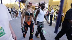Vinicius y su prometida, la influencer Virginia Fonseca, durante el Gran Premio de Espa�a de F�rmula Uno en Madrid