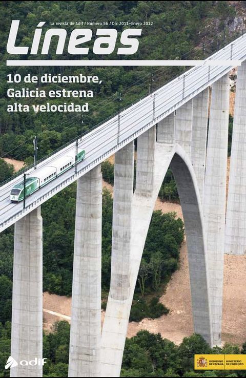 REVISTA «LÍNEAS». En ella el ADIF publicitaba las medidas de seguridad en la llínea entre Santiago y Ourense y el uso del ERTMS, ausente en Angrois