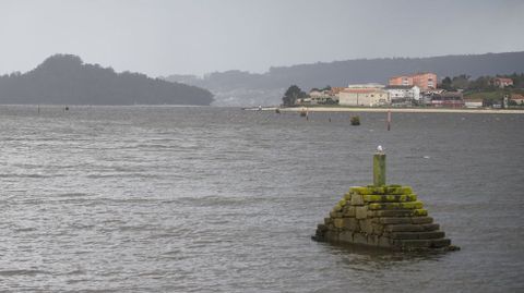 Una de las marcas que delimitan el canal de navegaci�n en el tramo final del L�rez, en un �mbito pendiente de su dragado