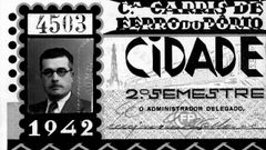 Retrato de Juan Tiz�n Herreros en un carn� de usuario de los transportes p�blicos de Oporto expedido en 1942. Este documento fue recuperado por La Voz en enero del 2001