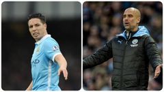 Nasri y Pep Guardiola.Samir Nasri y Pep Guardiola