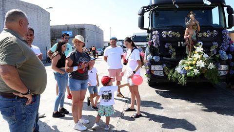 Misa de San Cristobal en la capilla de San Bartolom de Rianxo   bendicion de vehiculos y  procesin