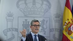El ministro de la Presidencia, Justicia y Relaciones con las Cortes, Flix Bolaos, durante la rueda de prensa posterior al Consejo de Ministros.