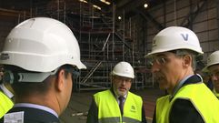 El conselleiro de Industria, Francisco Conde, esta ma�ana en los astilleros
