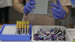 Imagen de archivo de varias muestras de sangre en un laboratorio. 