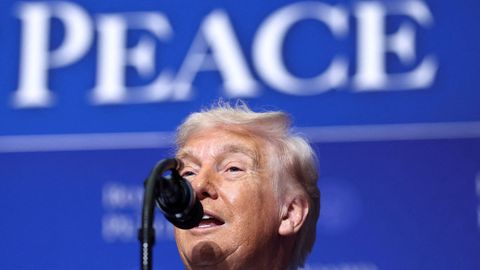 El presidente de EE.UU., Donald Trump, durante la reuni�n del Panel de la Paz.