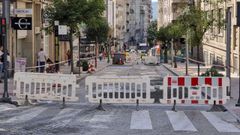 La calle Bedoya, cortada por obras.