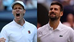 Sinner y Djokovik, en Wimbledon.