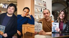 De esquerda a dereita,�os escritores Julio Torrado, Gemma Ruiz Pal�, Luis Zueco�e Mar�a Solar