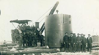 M�quina de montaje de los 38,1 en 1928, en Campelo (Valdovi�o)