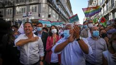 Ant�nio Costa con el candidato a la Alcaldia de Lisboa Fernando Medina.