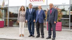 Mara Gmez-Franqueira Otero, Francisco Botas, Manuel Gmez-Franqueira y Emilio Rial durante una visita del consejero delegado de Abanca a Coren