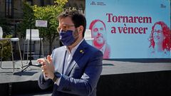 Pere Aragons, durante la presentacin del libro Tornarem a vncer de Rovira y Junqueras, este sbado en Manresa