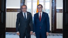 El presidente del Parlamento, Josep Rull y el lder del PSC, Salvador Illa.