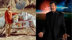 Carl Sagan junto a la sonda Viking (izquierda). A la derecha su disc�pulo Neil DeGrasse Tyson