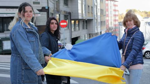 Olga, Halyna y Valentyna, ucranianas que viven en Lugo y cuyas familias estn en un pas en guerra